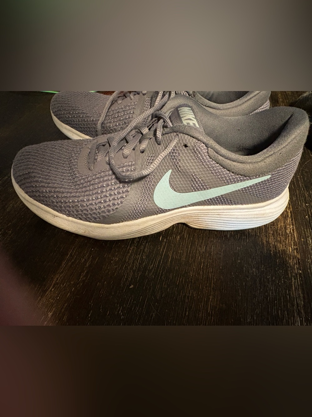 Nike Women's Gray Trainers with Mint Swoosh